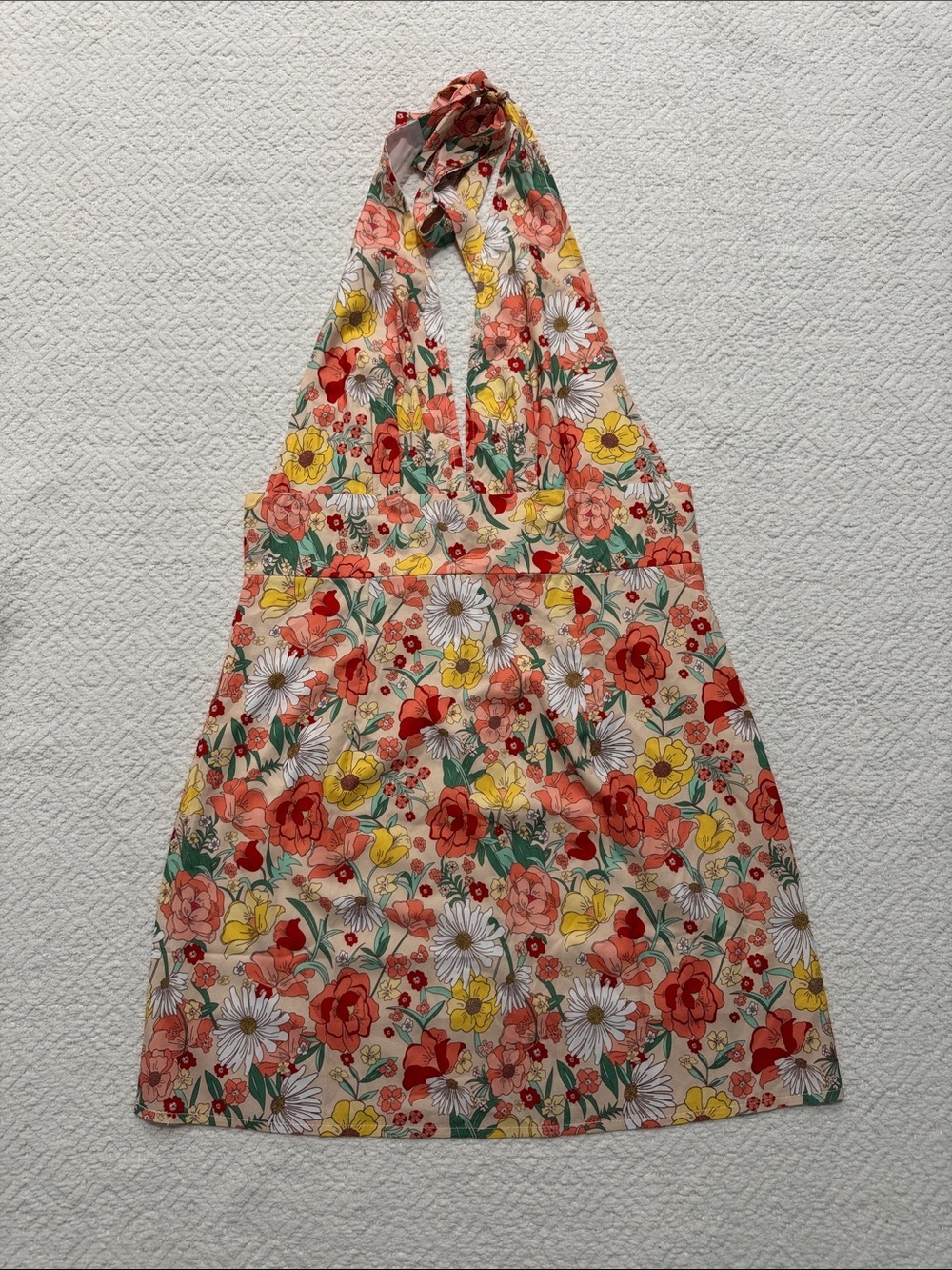 Floral Halter Mini Dress in Multi-Color Sz L